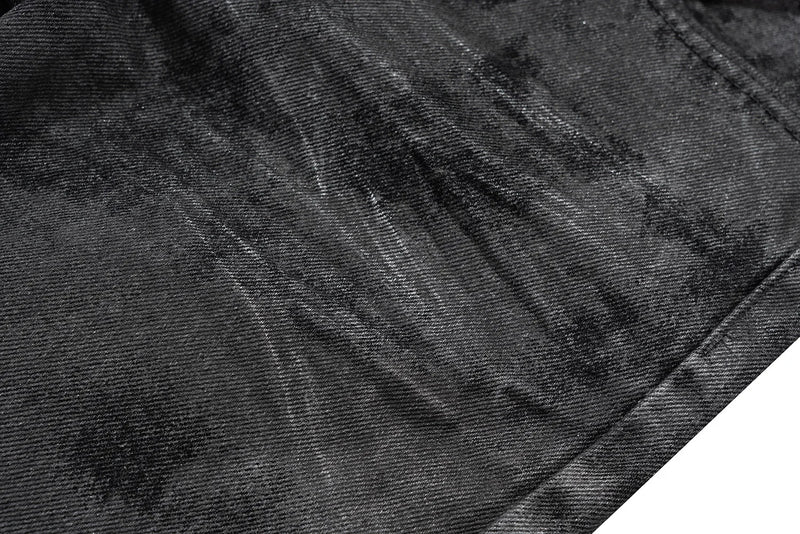high street hand brushed glue sparkling baggy flare jeans for men y2k pantalones hombre leather pants oversized denim trousers unique jeans style 5965