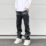patchwork design denim flare jeans pants men casual zipper straight biker trousers jeans fashion streetwear hip hop jean joggers unique joggers style 2602