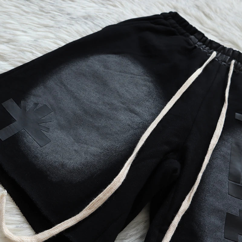 New 2023 Novelty High Men Vertabrae Comfortable Tie-dyed Skateboard Street Cotton Casual Shorts Kanye Hip-hop Parkour #183