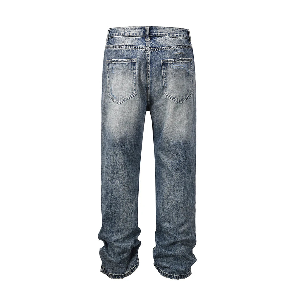 distressed frayed hole washed baggy jeans pants unisex pantalones hombre streetwear y2k straight casual denim trousers oversized unique jeans style 5884