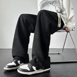 winter thickened pants men warm oversized wide leg pants men streetwear loose straight pants mens black beige thick trousers unique default style 3842