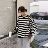 Original Korean New Style Loose Striped Sweatshirt American Harajuku C