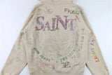 2024 New Arrival Vintage SM Brand Fashion Hand painted Graffiti Vintage ripped distressed hoodie Sweatshirt