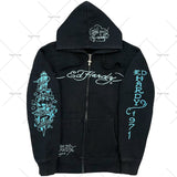 American Fashion Trend Pattern Print Zipper Hoodie Women Y2K New Stree