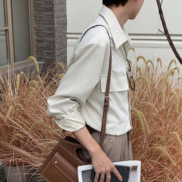 Spring And Autumn New Korean Style Shirt Men Suede Loose Trendy And Ve