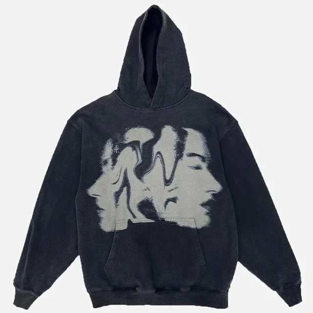 Y2K Womens Clothing Sweatshirt Pullover Print Dark High Street Oversize