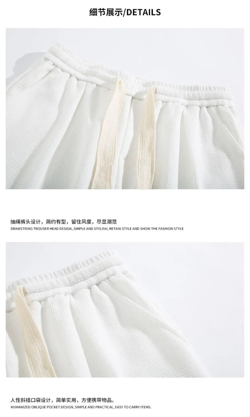 korean sports shorts men new summer hot style loose casual waffle five point pants teenagers solid color versatile niche pants unique shorts style 2120