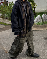 Harajuku tribal flames featuring undermycar 2024 new high quality shirt plaid cover with layered zipper open up hoodie black