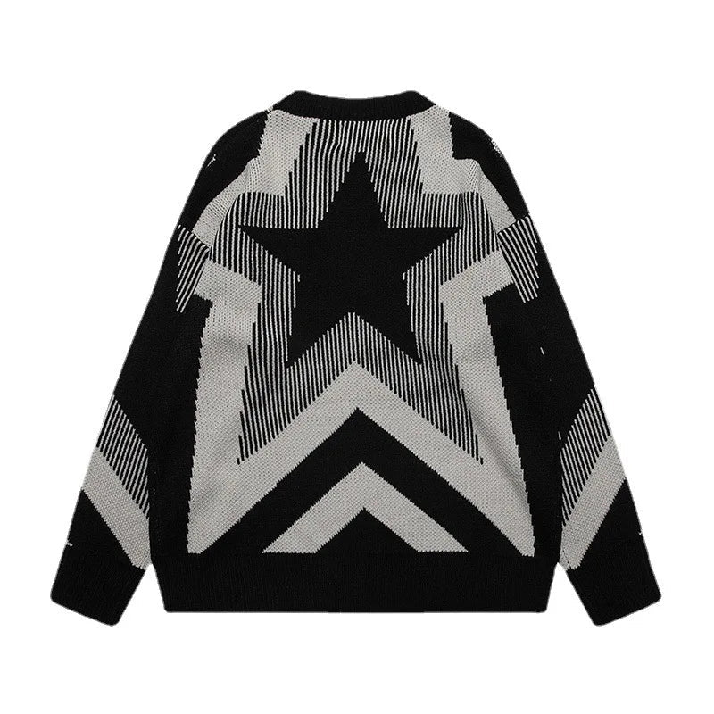stars knitted sweater unisex harajuku letter embroidery sweater casual pink color pullover streetwear sweaters jumpers knitwear urban wear with bold artwork, Y2K vintage urban hoodie, oversized graphic print design