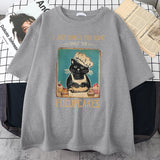 Anime Oversized shirt – Hardworking Cake Chef Cat Tshirt Man Printed Trendy Streetwe