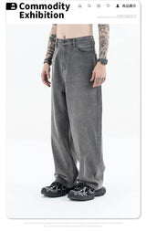 2024 autumn and winter new carbon ash wash worn jeans