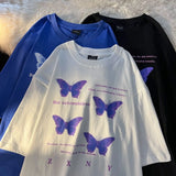 "Purple Butterflies" Graphic Unisex Streetwear Women Men Y2K T-Shirt