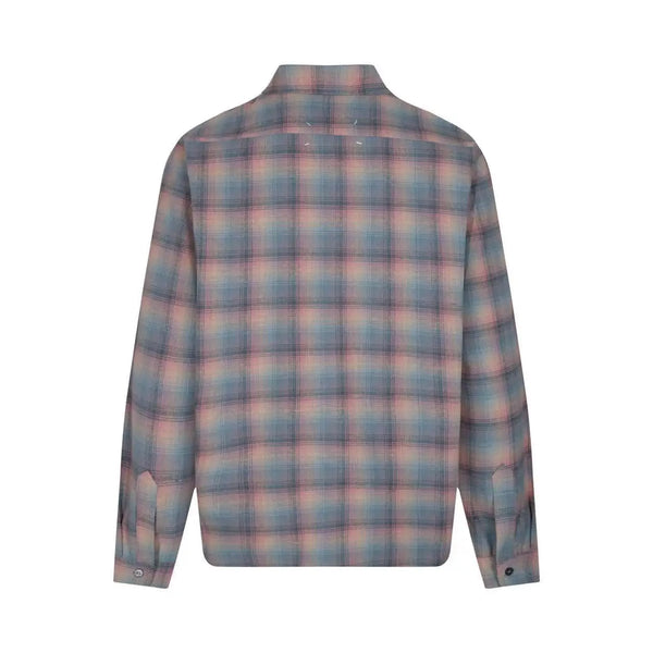 New 2023 Men Luxurious Rainbow plaid Fashion Cotton Casual Shirts Shirt High Pocket Long-sleeves Size 46 48 50 52#684