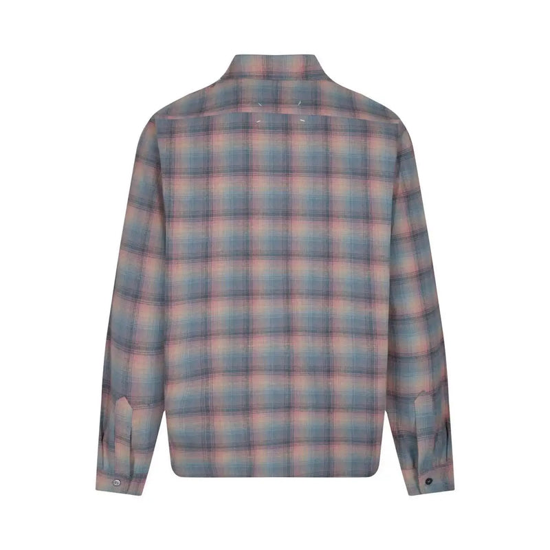 New 2023 Men Luxurious Rainbow plaid Fashion Cotton Casual Shirts Shirt High Pocket Long-sleeves Size 46 48 50 52#684