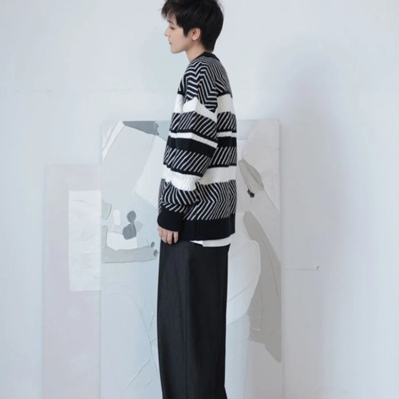 varsity flame pullover for men with bold graphic knit design, perfect for 2025 fashion, street fashion menswear trend for sea