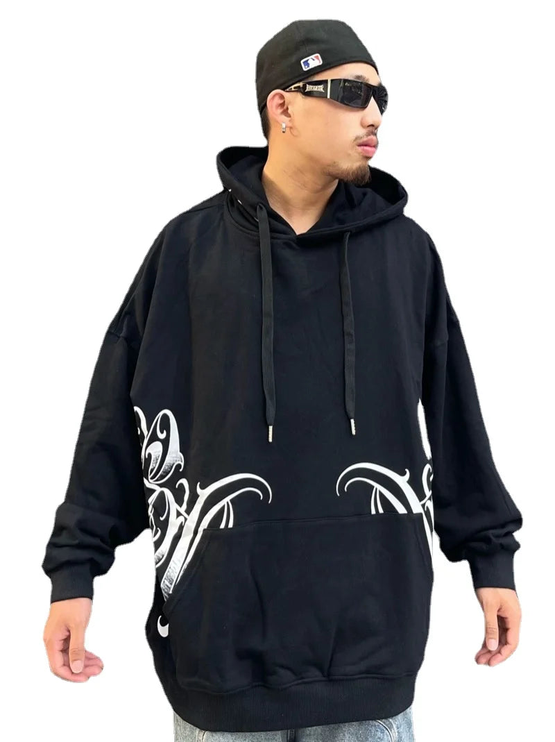 Harajuku barcode glitch featuring men hip hop facemask hoodies pullover hooded sweatshirts harajuku streetwear skateboard new casual y2k unisex loose tops hoodies