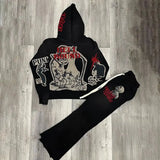 y2k vintage mummy graphic digital drawstring casual sports pants women street autumn winter set print hooded men sweatshirts clean everyday pants
