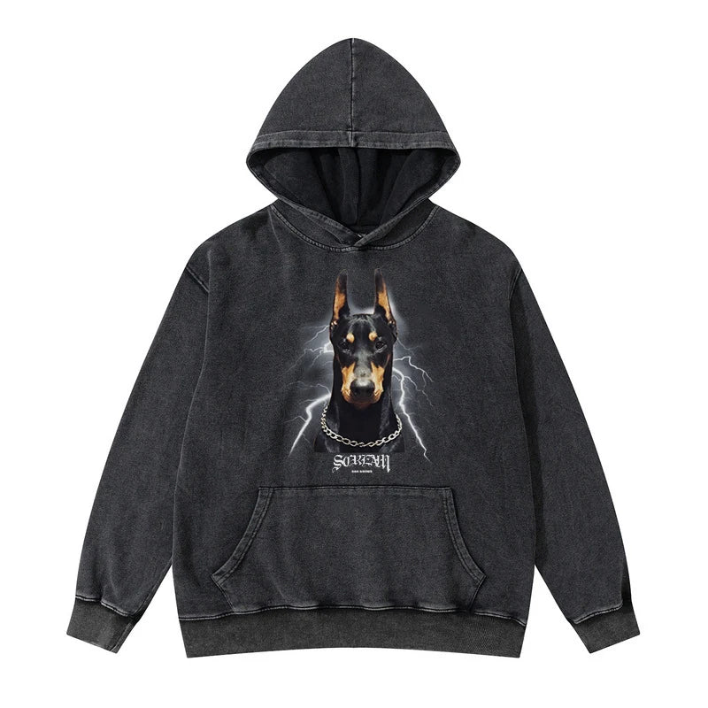 Y2K chrome print featuring rainbowtouches mens casual hoodies high street fashion hoodie vintage stylish printed cotton graphic black unisex street wear