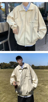 American Retro Pu Leather Jacket Spring And Autumn Hiphop High Street