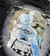 24SS HS Brand Fashion Beware Of Dog Tee High-Street Retro Washed Print Cotton Short Sleeve Tops T-Shirt