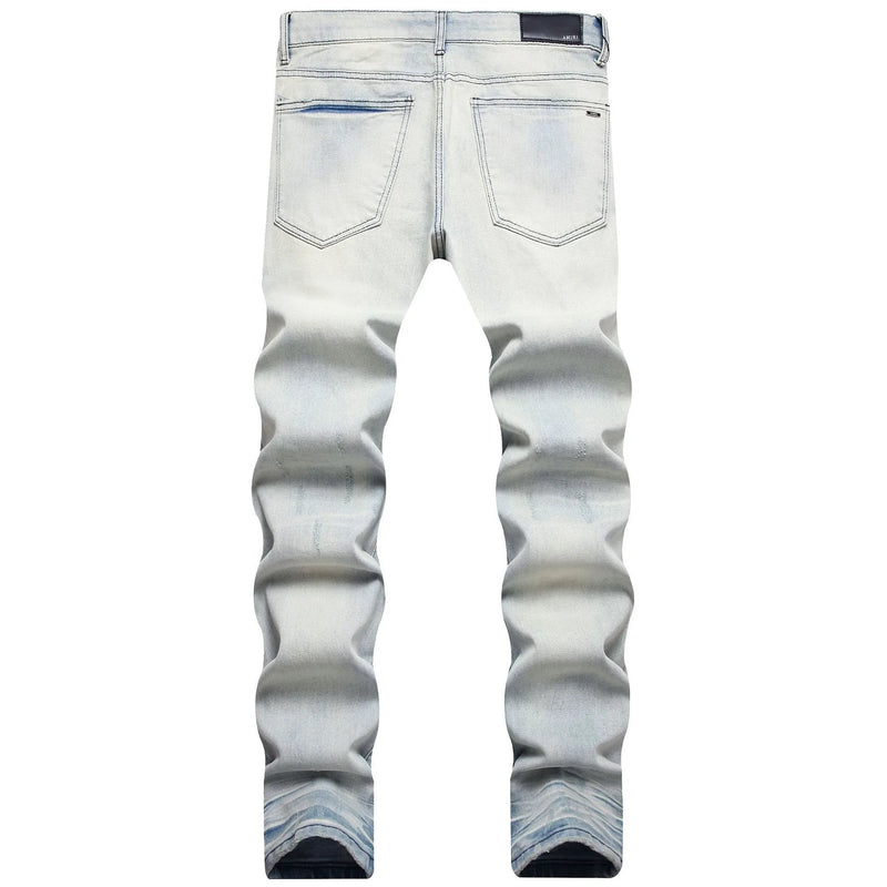 2023 brand new patch light skull head bone chemist tie dyed jeans cotton denim pants comfort casual skinny jeans 32 44 266 unique jeans style 5737