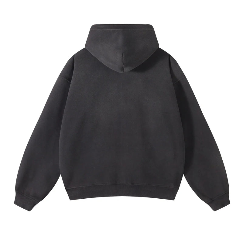 Y2K barcode glitch featuring mens oversize long sleeve washed double zipper cardigan hoodies loose plus plush gradient womens hooded pullovers winter