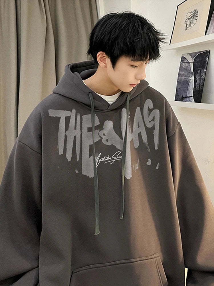 High Street Letter Print Oversized Hoodie Mens New Hip Hop Fashion