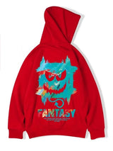Harajuku Devil Graffiti Print Oversized Hoodies For Men Autumn Hooded