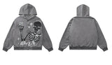 mens hip hop hoodie jacket fashion skull printed single button hooded suede sweashirts harajuku casual punk streetwear hoodie - variant style f63141 for streetwear fashion