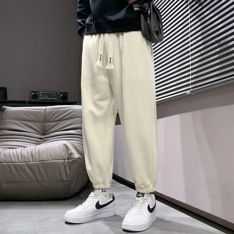 sports pants men fashion solid color casual pants men sweatpants streetwear hip hop loose straight pants mens joggers trousers sporty tapered joggers