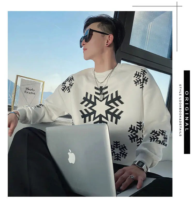 layered flame street knit, photo-ready knit, trendy urban fashion top for men, layered streetwear look