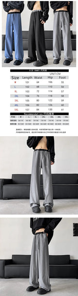 blue gray black elastic waist suit pants men fashion society pants korean loose straight casual pants mens office trousers unique default style 1133
