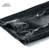 Summer Embroidered Eagle Denim Shorts Men's Summer Thin Fit Good Quality Ripped Five Points Pirate Shorts