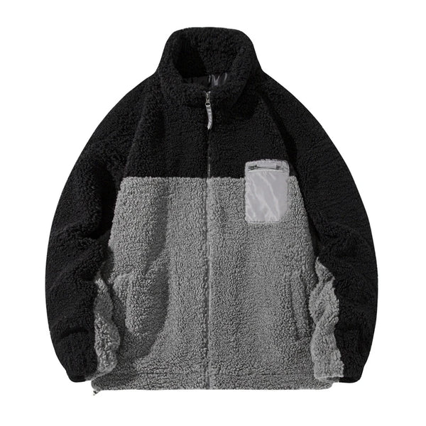 Winter Fleece Faux Fur Parkas Fashion Warm Women Lambswool Coat High Street Couple Streetwear Oversize Jacket for Men beige s - variant style bfd241 for streetwear fashion