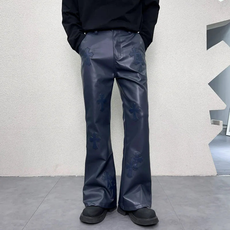 pu leather pants men streetwear fashion hip hop punk gothic vibe casual faux leather pant man boyfriend motorcycle trousers menswear bottoms