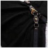 Retro hot girl camisole irregular big swing skirt short leather jacket coffee color set two piece sets womens outifits dress