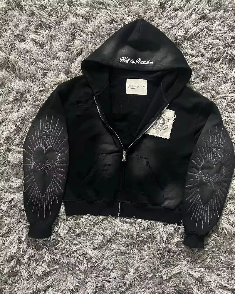 Street Y2K New Fashion Joker Fleece Padded Zipper Hoodie Women Harajuk