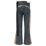 ro style men jeans double zipper blue flared denim pants luxury designer male streetwear hip hop blue baggy jeans trousers y2k unique jeans style 1033