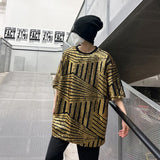 Y2k Anime panel – Mens T Shirt Gold Sequin Performance Costumes Fashion Street