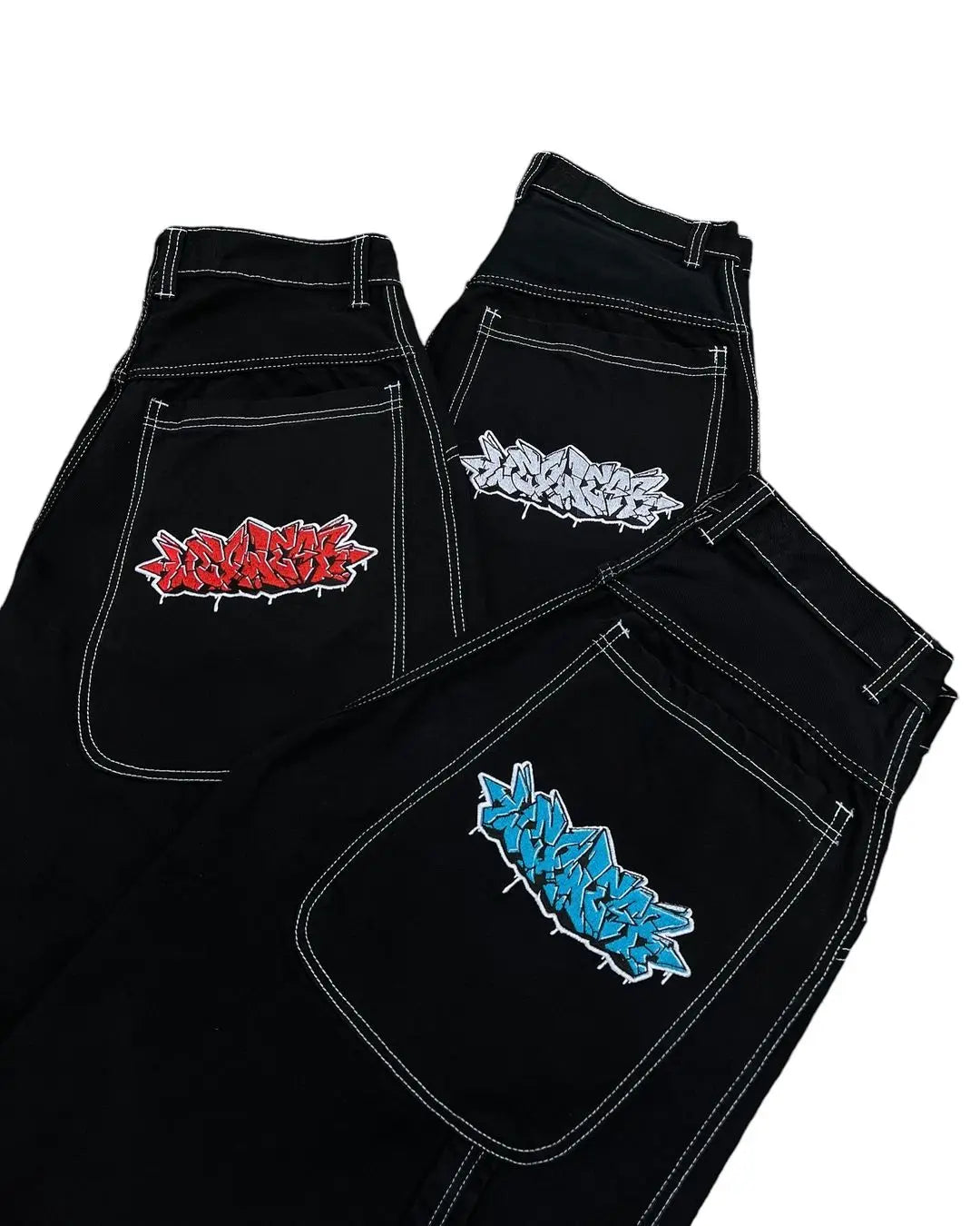 wexwear embroidery skate cargo jeans denim shorts baggy retro y2k harajuku gym basketball shorts streetwear men clothing combat utility trousers