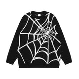 hip hop harajuku spider web pattern knitted sweater unisex pullover streetwear winter casual loose sweater warm jumper knitwear - 2025 streetwear drop, oversized streetwear hoodie, graphic printed hoodie for men and women