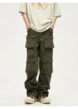 mens loose streetwear cargo straight pants high street casual bottom zipper multi pocket trousers hip hop safari style joggers unique joggers style 3305