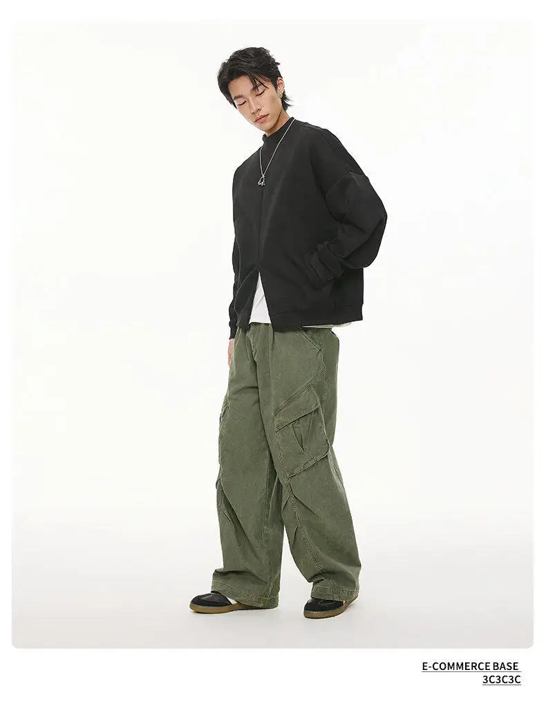 Stand Collar Half Zipper Pullover Casual Sweatshirt Men Women Streetwe