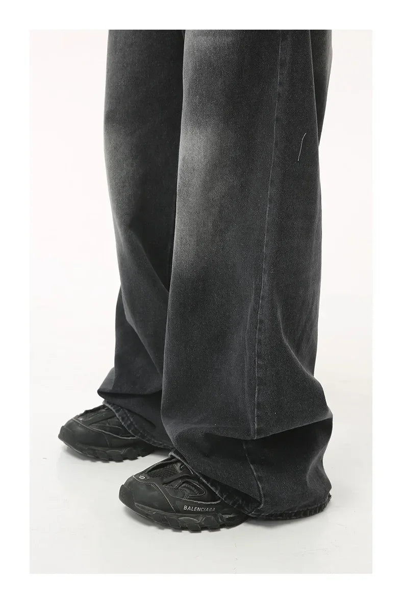 streetwear vintage y2k men s jeans black baggy trousers new wide leg denim pants hip hop harajuku distressed straight pants unique jeans style 769