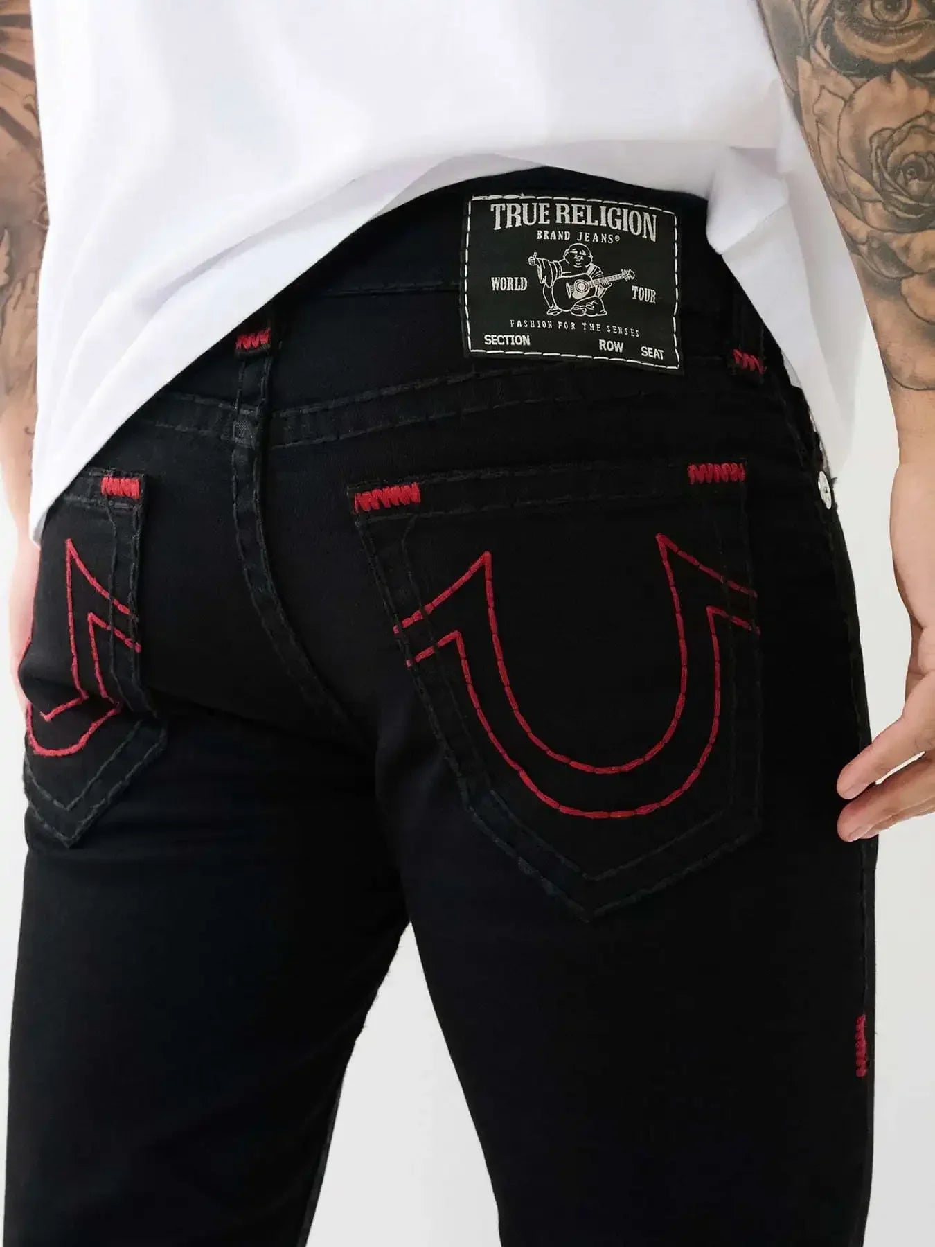 hip hop streetwear denim baggy pants true religion fashion embroidered y2k gothic straight leg wide leg jeans men clothing urban skinny jeans