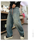 mens american streetwear fashion loose casual hip hop vintage denim baggy jeans pants man wide leg trousers y2k jeans men unique jeans style 2309