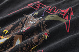 Retro Vintage Metal Rock Band T-Shirt Portrait High-Street Washed Distressed Cotton Tops T-Shirt For Summer
