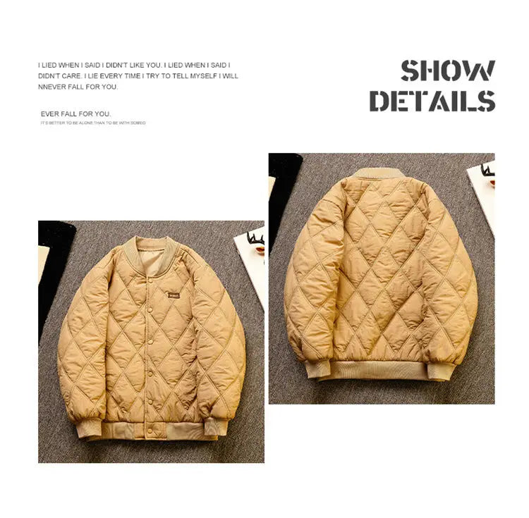 Japanese High Street Men and Women Winter Trendy Personalized Baseball Jacket Thick Jacket Couple Loose Retro Harajuku Top y2k