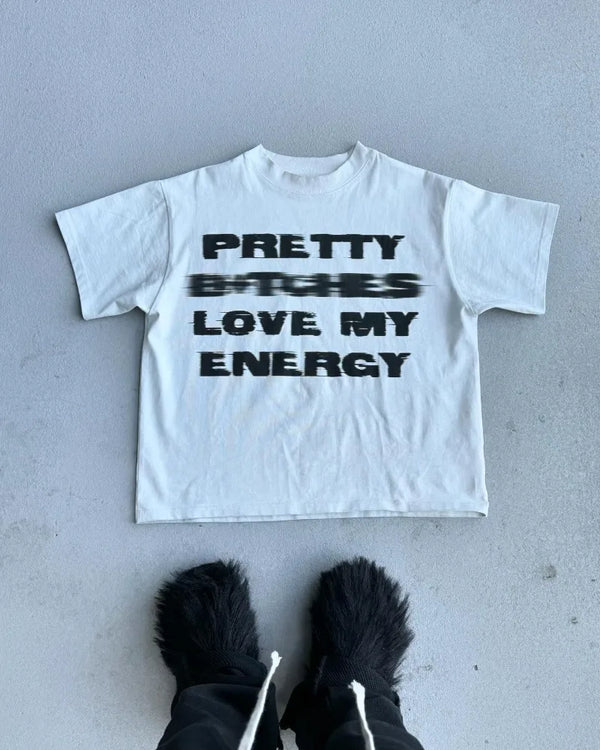 Sadcore Vintage t-shirt – Y2K Summer High Street Fashion Letters Eye Print Men Short S