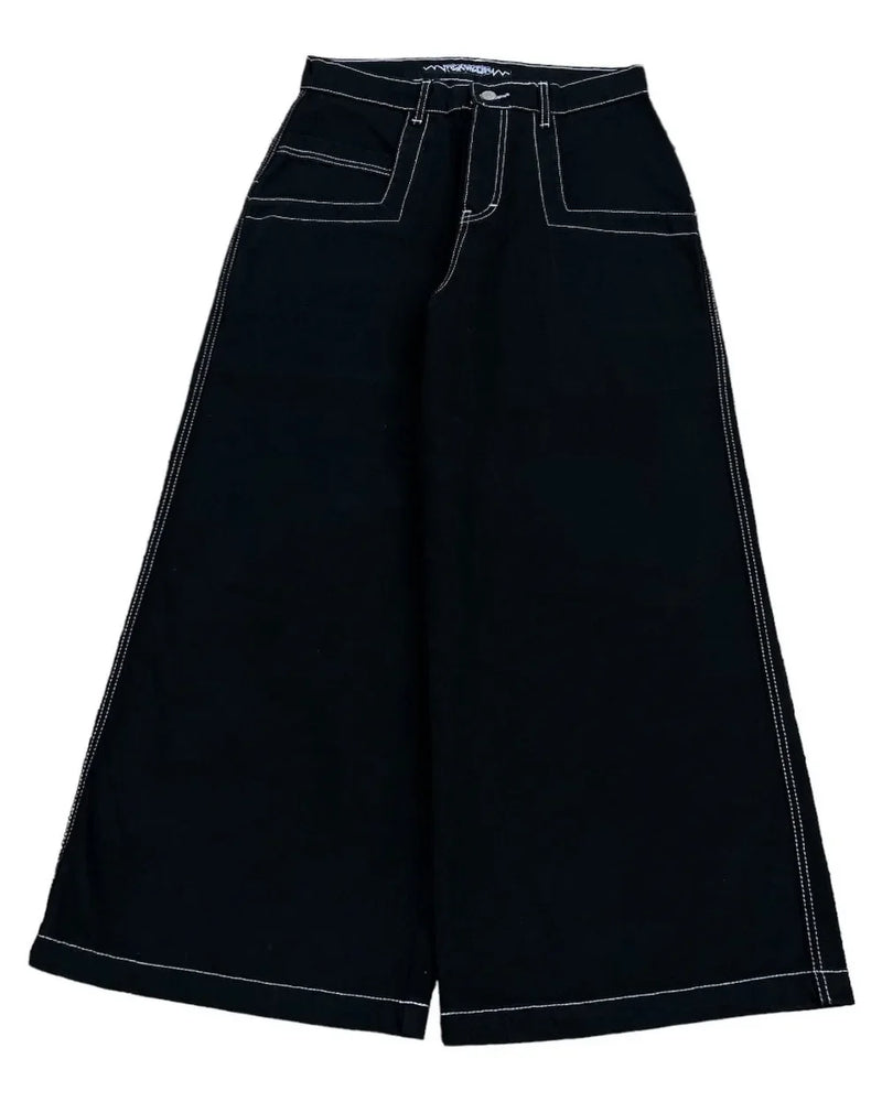 hip hop rock street baggy jeans y2k oversized pocket letter embroidery wexwear men women fashion retro high waist wide leg pants unique jeans style 5606